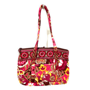 Vera Bradley Purse Carnaby 2009 Small Shoulder bag Tote Pink Orange Floral Quilt